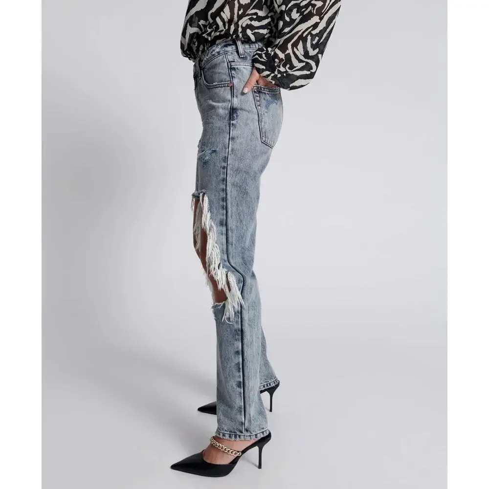 One Teaspoon NWT Awesome Baggies High Waist Denim Jean Blue Blossom Sz31 RET$170 - Picture 4 of 8